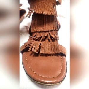 Fringed Brown Women's Sandals
